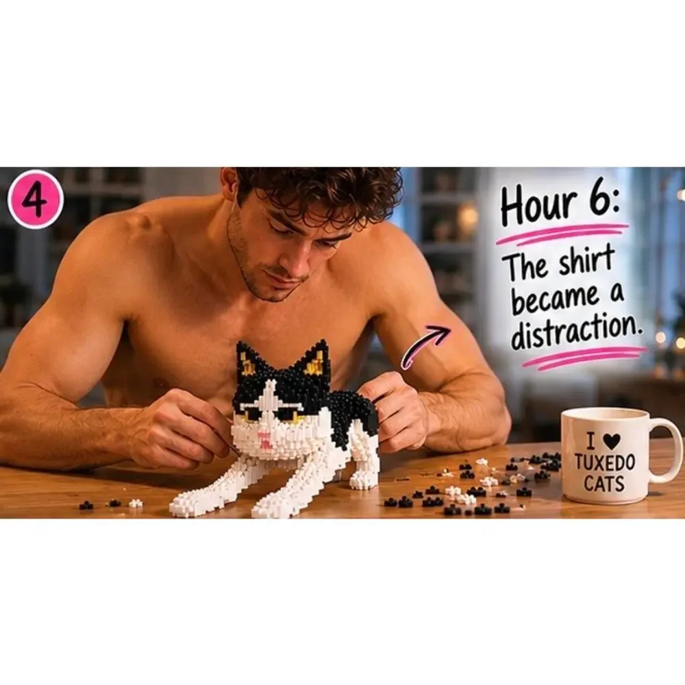 4800pc Tuxedo Cat Micro Building Block Set Cat Lover Gift NIB